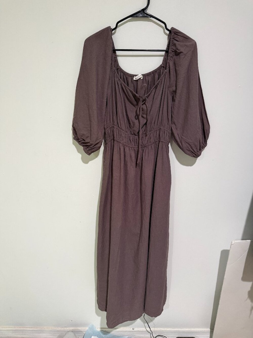 Neuflora Fulton Linen Dress Dusty Fig Sz M - Picture 2 of 7